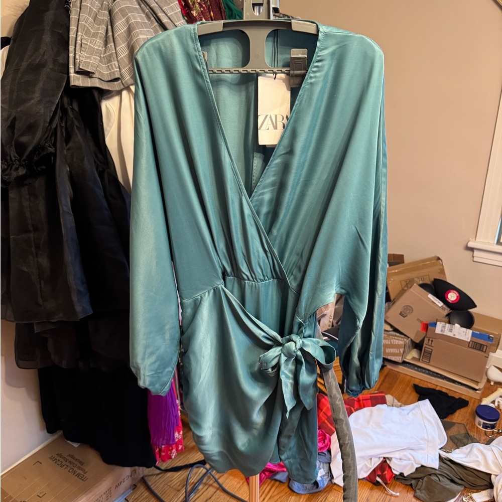 Zara Teal Wrap Dress